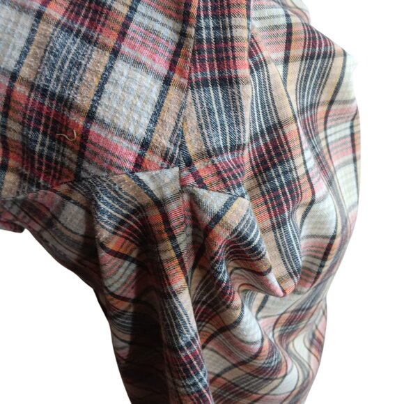 Men's XL Vintage Flannel Western Shirt 1980's Plaid Snap Lariat Hong Kong - Picture 8 of 8